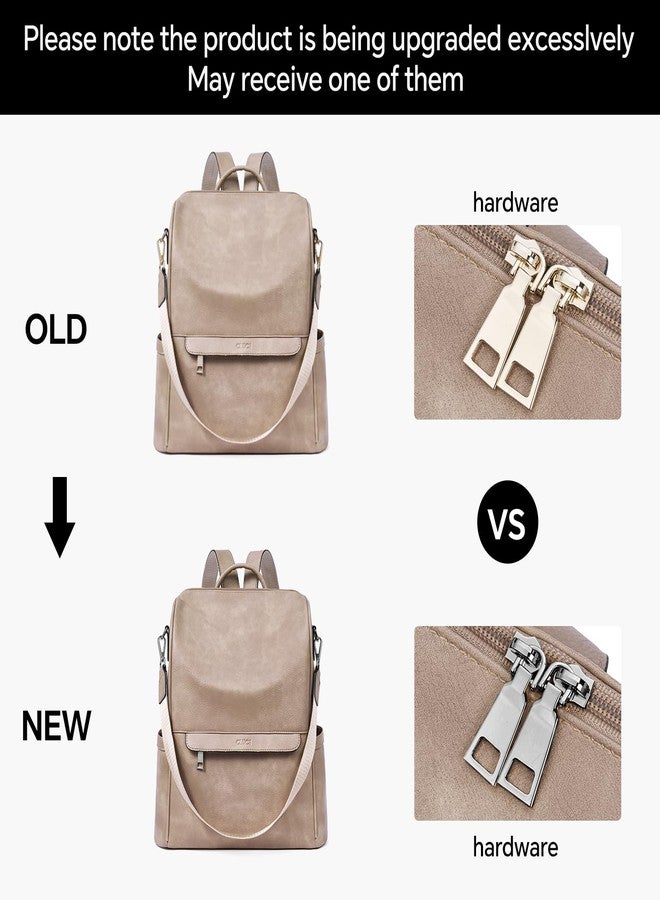 CLUCI Womens Backpack Purse Leather Anti-theft Large Fashion Designer Travel Bag Ladies Shoulder Bags, Top Zip-2 Apricot, Large, Modern - Image 5