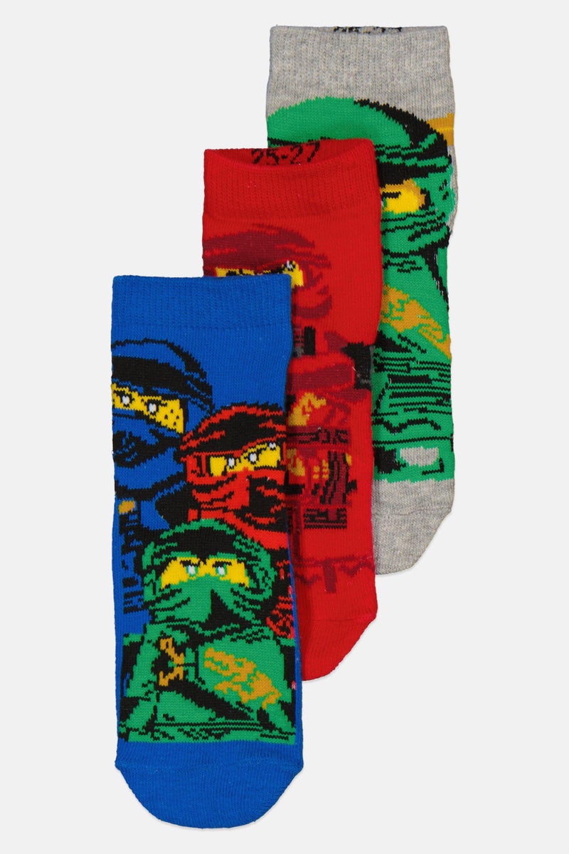 LEGO Toddlers Girl 3 Pairs Graphic Print Socks, Red  - Image 3