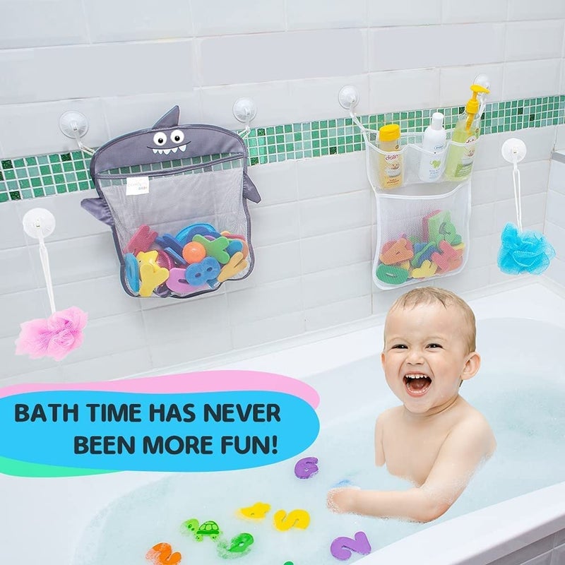 Comfylife 2 x Mesh Bath Toy Organizer + 6 Ultra Strong Hooks - The Perfect Bathtub Toy Holder & Bathroom or Shower Caddy - These Multi-use Net Bags Make Baby Bath Toy Storage Easy - For Kids & Toddlers - Image 3