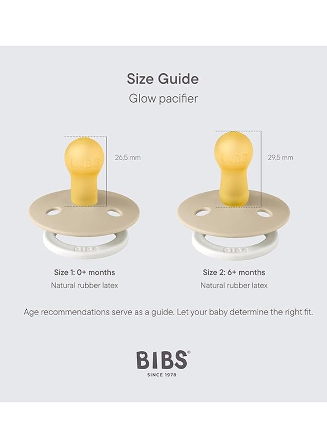 BIBS Colour Anatomical Pacifier 2-Pack Size 2 Latex – Sage GLOW / Cloud GLOW (6-18 Months)  - Image 3