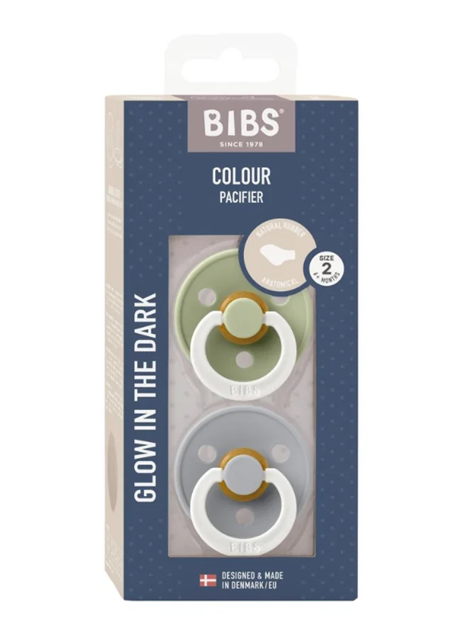 بيبس Colour Anatomical Pacifier 2-Pack Size 2 Latex – Sage GLOW / Cloud GLOW (6-18 Months)