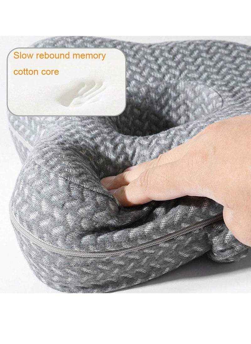 SYOSI - Knee Pillow for Side Sleepers, Butterfly Hollow Design Aligns Spine and Relieves Pressure, Memory Foam Leg Elastic Pillow Strap for Sleeping for Back Pain,Leg Pillow, Gray - Image 1