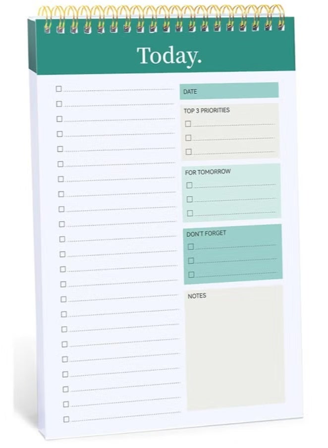 Generic To Do List Notepad, 52 Sheets To Do List Notebook for Work, Twin-ring Spiral Bindling Undated Daily Planner Perfect for Enhanced Productivity and Goal Achievement  - Image 1