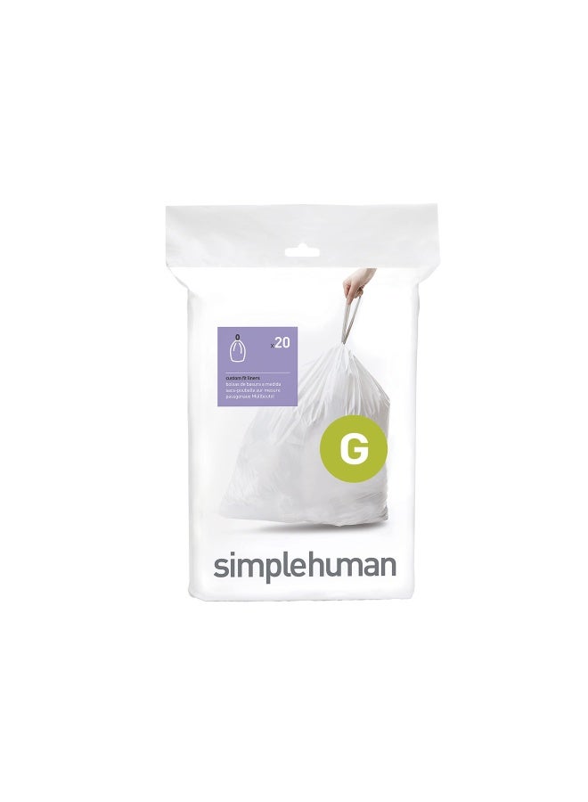 simplehuman Cw0166 Code G Custom Fit Bin Liners White Plastic Pack Of 20 Liners - Image 1