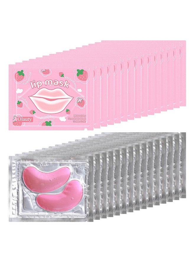 FirstFly 30 Pairs Eye Masks & Lip Masks, Crystal Collagen Under Eye Patches for Puffy Eyes, Moisturizing Lip Mask Pink Lip Pads for Lip Spa Daily Labial Mask Eye Patches for Reducing Fine Lines & Dark Circles - Image 1