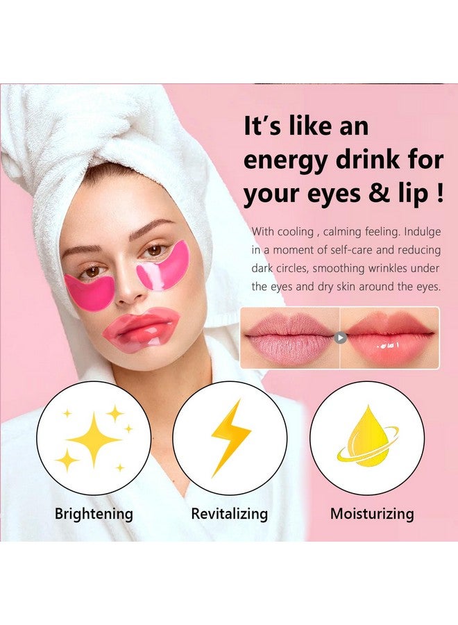 FirstFly 30 Pairs Eye Masks & Lip Masks, Crystal Collagen Under Eye Patches for Puffy Eyes, Moisturizing Lip Mask Pink Lip Pads for Lip Spa Daily Labial Mask Eye Patches for Reducing Fine Lines & Dark Circles - Image 3