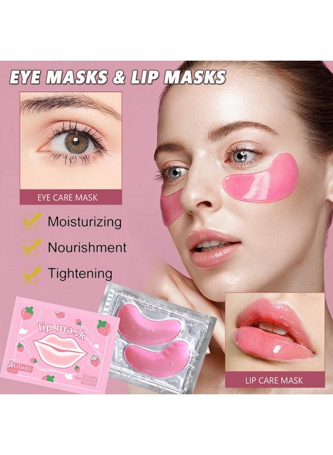 FirstFly 30 Pairs Eye Masks & Lip Masks, Crystal Collagen Under Eye Patches for Puffy Eyes, Moisturizing Lip Mask Pink Lip Pads for Lip Spa Daily Labial Mask Eye Patches for Reducing Fine Lines & Dark Circles - Image 2