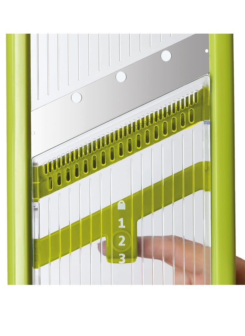 Joseph Joseph Joseph Joseph Multi-Grip Kitchen Mandoline, Adjustable Fruit and Vegetable Slicer, 3-Slice & 2-Julienne thickness, with precision food grip, White  - Image 2