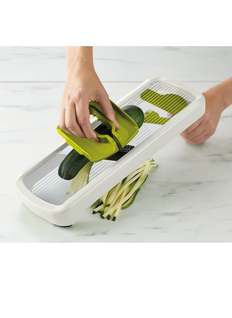 Joseph Joseph Joseph Joseph Multi-Grip Kitchen Mandoline, Adjustable Fruit and Vegetable Slicer, 3-Slice & 2-Julienne thickness, with precision food grip, White  - Image 4