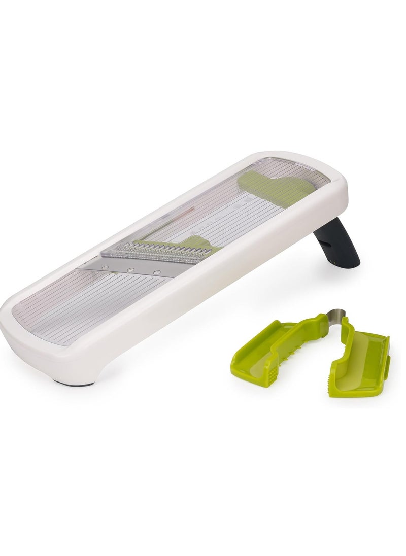 Joseph Joseph Joseph Joseph Multi-Grip Kitchen Mandoline, Adjustable Fruit and Vegetable Slicer, 3-Slice & 2-Julienne thickness, with precision food grip, White  - Image 1
