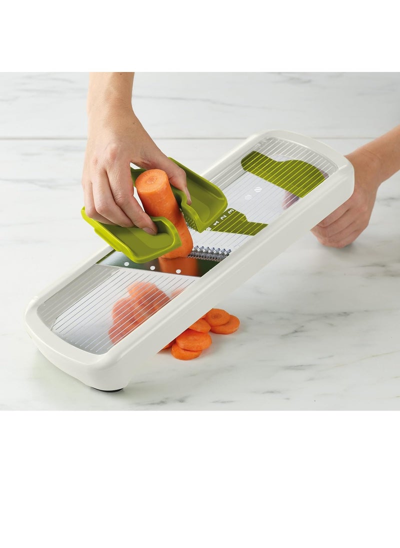 Joseph Joseph Joseph Joseph Multi-Grip Kitchen Mandoline, Adjustable Fruit and Vegetable Slicer, 3-Slice & 2-Julienne thickness, with precision food grip, White  - Image 5