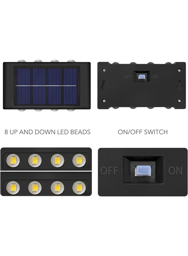 MAOGEDA 2 Pack 8 Lamp Beads Solar Up and Down Wall Lights Outdoor - Small Solar Step Light Waterproof Warm Light Wall Lamps Light for Deck, House, Yard, Path, Porch Stair Decor(Warm Light 2 Pack) - Image 5