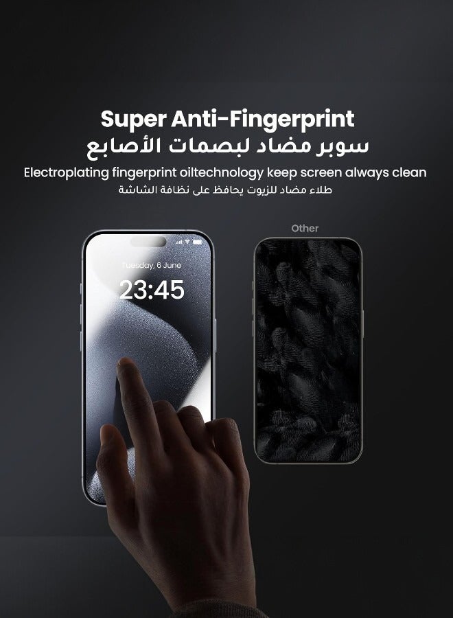 بلوتو واقي شاشة مطفي مضاد للتجسس لـ آيفون 16 برو ماكس (iPhone 16 Pro Max) ضد بصمات الأصابع, لحماية الخصوصية (لقافة) من Pluto, حماية قصوى للشاشة من الخدوش والكسر - Image 3