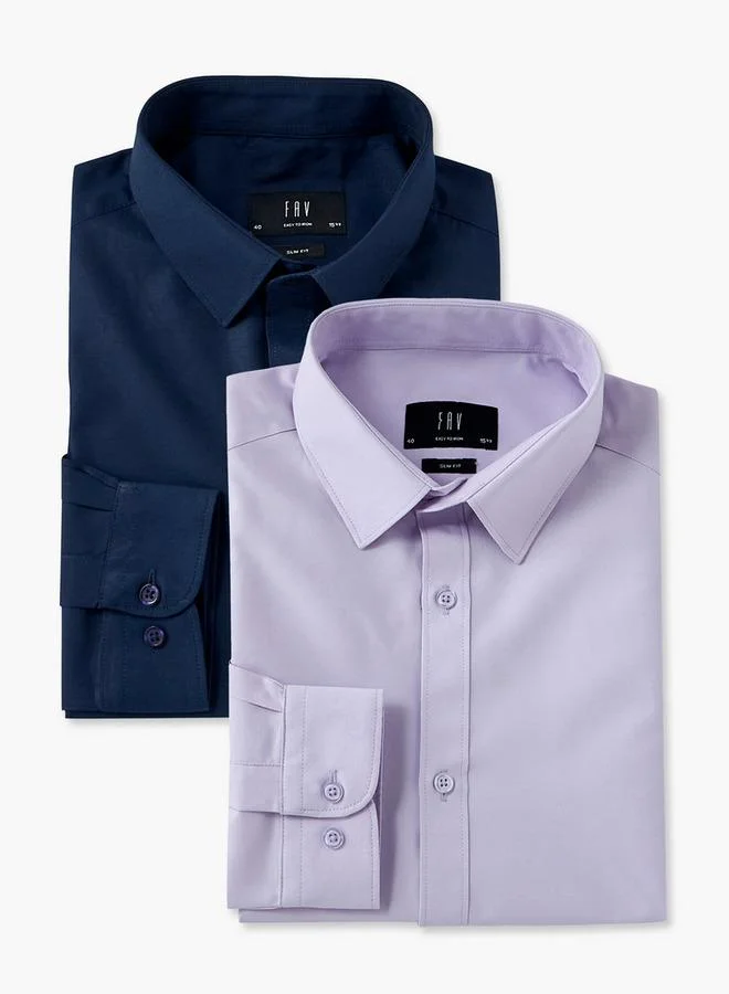 Splash FAV Set of 2 - Regular Fit Collared Shirt with Long Sleeves