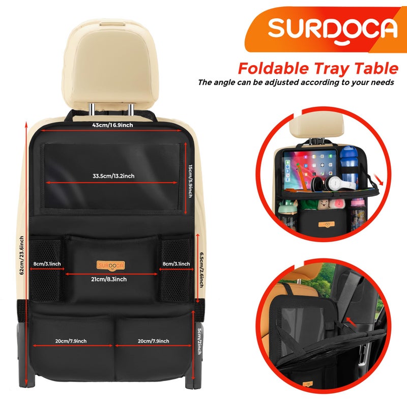 SURDOCA Backseat Car Organizer with Foldable Tray for Kids & Adults â€“ NEW MODEL Seat Storage with Touchable Tablet Pocket, Roadtrip Essentials â€“ Fits Most Vehicles - Image 5