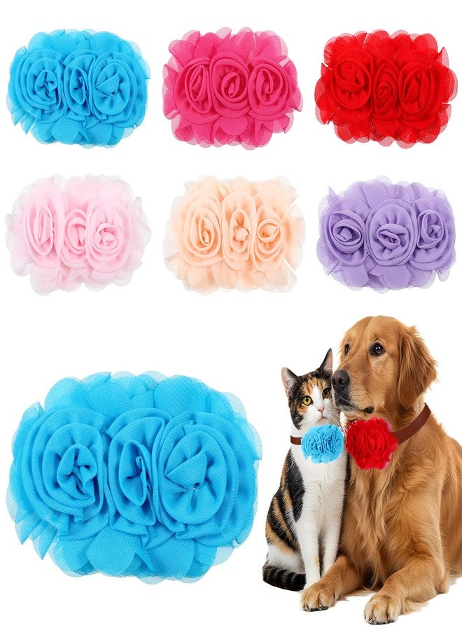 Styquenzer أزهار طوق الكلاب، 6 قطع من ربطات شعر الكلاب للكلاب الكبيرة والجراء والصغيرة والمتوسطة والكبيرة والقطط والألبكة والأرانب الأليفة، إكسسوارات طوق الكلاب، ربطات شعر رقبة الحيوانات الأليفة، ملحقات طوق التزيين - Image 1