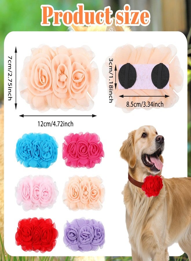 Styquenzer أزهار طوق الكلاب، 6 قطع من ربطات شعر الكلاب للكلاب الكبيرة والجراء والصغيرة والمتوسطة والكبيرة والقطط والألبكة والأرانب الأليفة، إكسسوارات طوق الكلاب، ربطات شعر رقبة الحيوانات الأليفة، ملحقات طوق التزيين - Image 2