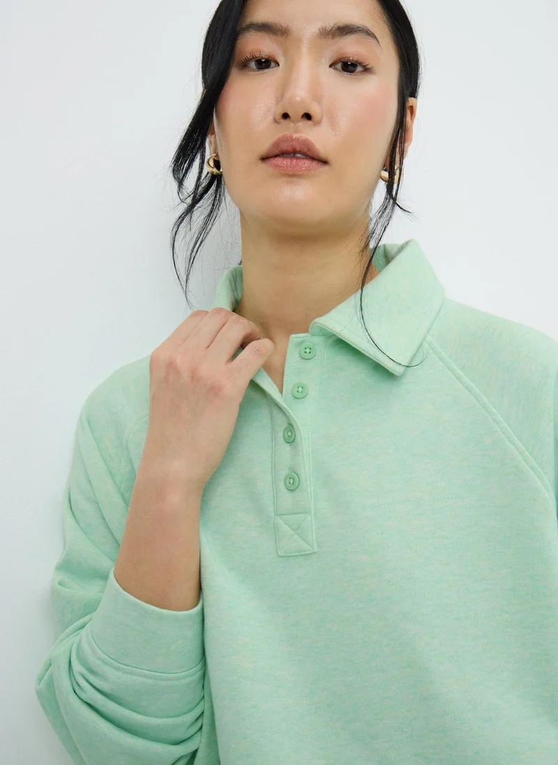 Matalan Green Henley Collar Co Ord Sweatshirt