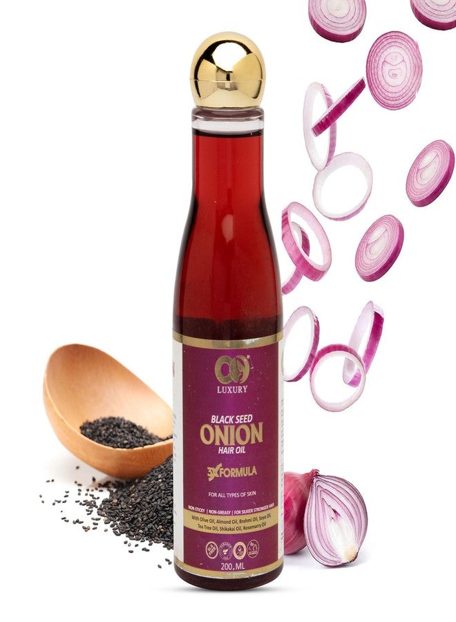 CO LUXURY Black Seed Onion Hair Oil, Natural Hair Growth Formula with Bhringraj, Olive, Argan Oil, 200 ML | Pack of 1 - Image 1