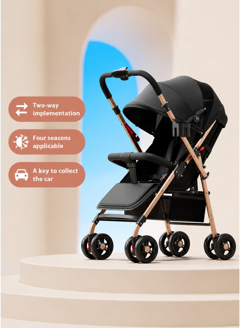 Bannuti Luxury 3 In 1 Baby Stroller With Bassinet Adjustable Reclining Seat Foldable Travel System Pushchair Pram For Newborn And Toddler - Image 3