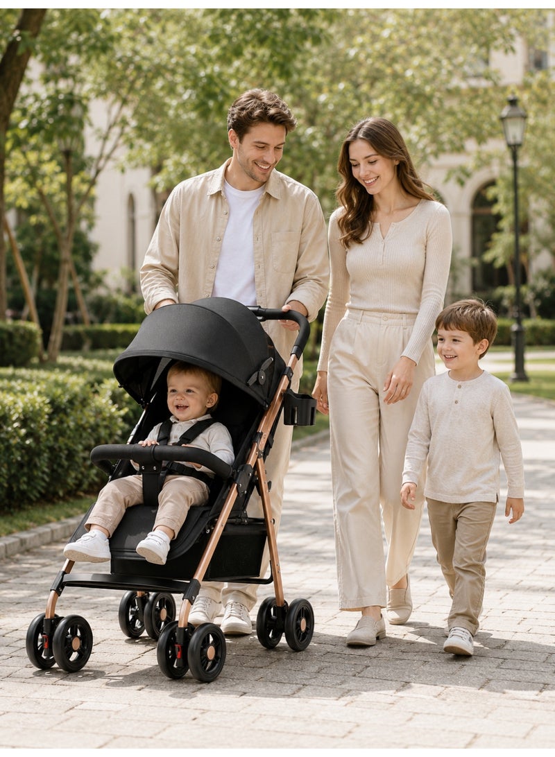 Bannuti Luxury 3 In 1 Baby Stroller With Bassinet Adjustable Reclining Seat Foldable Travel System Pushchair Pram For Newborn And Toddler - Image 4
