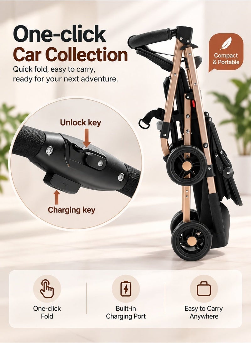 Bannuti Luxury 3 In 1 Baby Stroller With Bassinet Adjustable Reclining Seat Foldable Travel System Pushchair Pram For Newborn And Toddler - Image 5