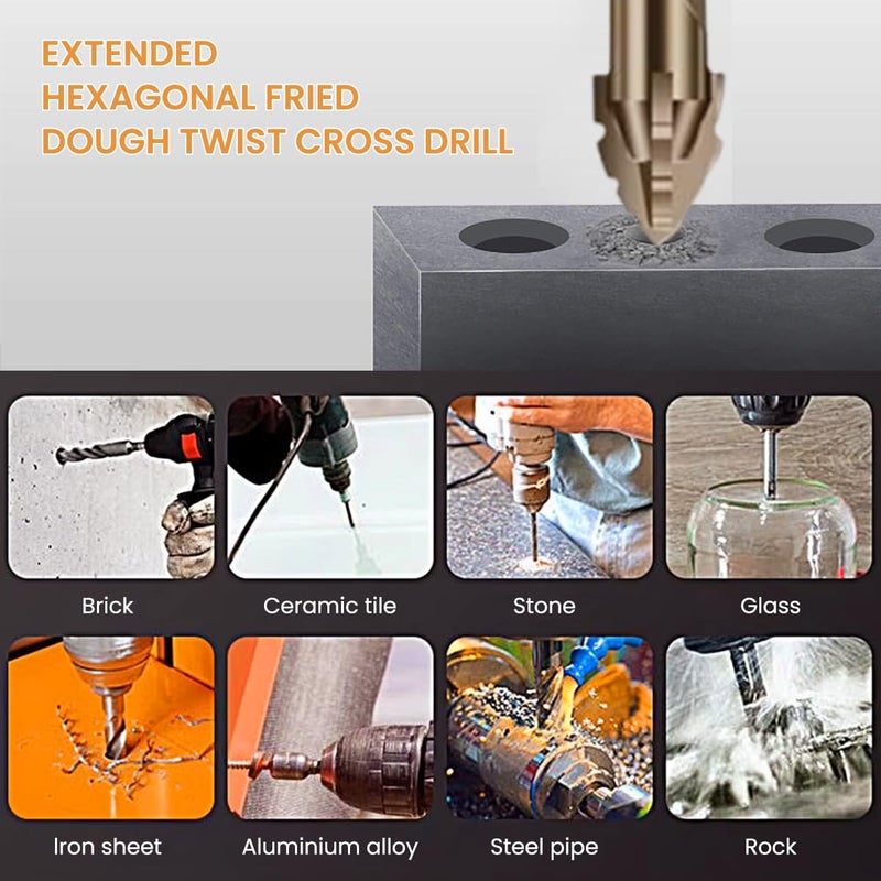 Serplex Serplex 7Pcs Alloy Steel Carbide Drill Bits for Ceramic Tiles Ceramic Glass Marble Concrete 345681012mm High Impact 4Edge Sawtooth Power Drill Bits Hex Shank Hole Opener Drill Bit  - Image 2