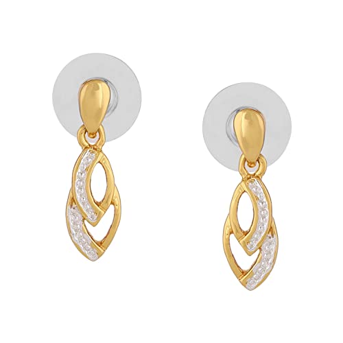 Estele Fashion Jewellery Gold & Rhodium Plated Leaf Designer Drop Earrings for Girls and Women-629/705 ER - Image 1