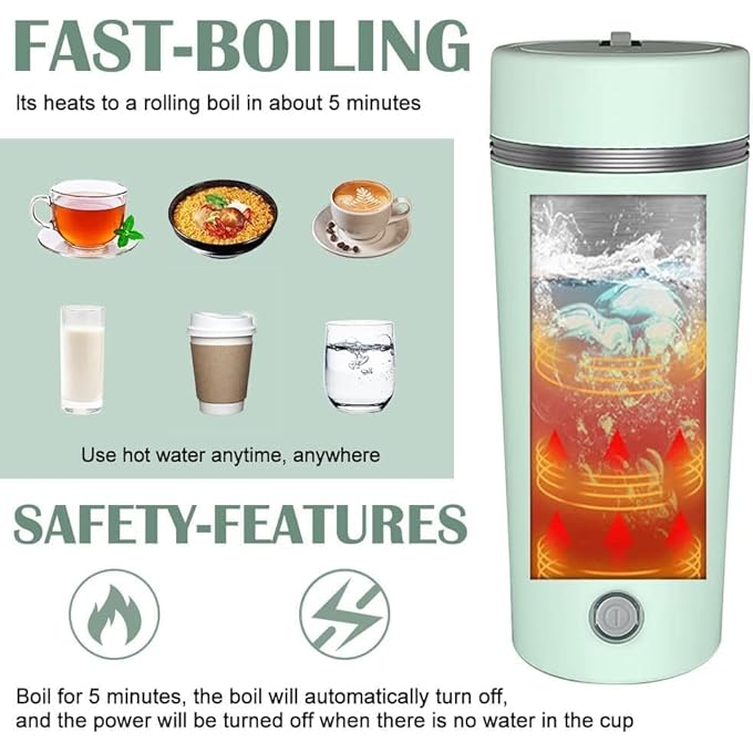 Tazweeq Electric KettlePortable Travel Mini Kettle500Ml Small Water Heater Kettle3 In 1 Electric Heating CupFast Boil And Auto Shut Off Heating Mug Water Kettle For TeaCoffeeBaby MilkCoffee - Image 4