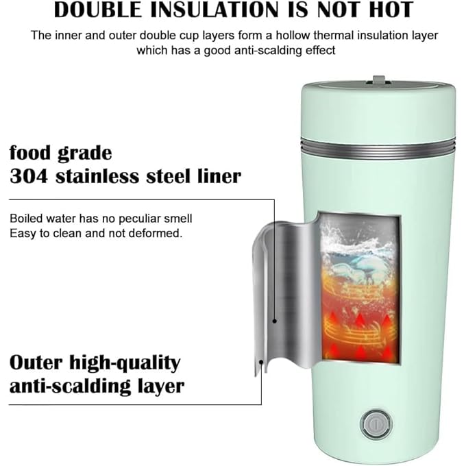 Tazweeq Electric KettlePortable Travel Mini Kettle500Ml Small Water Heater Kettle3 In 1 Electric Heating CupFast Boil And Auto Shut Off Heating Mug Water Kettle For TeaCoffeeBaby MilkCoffee - Image 2
