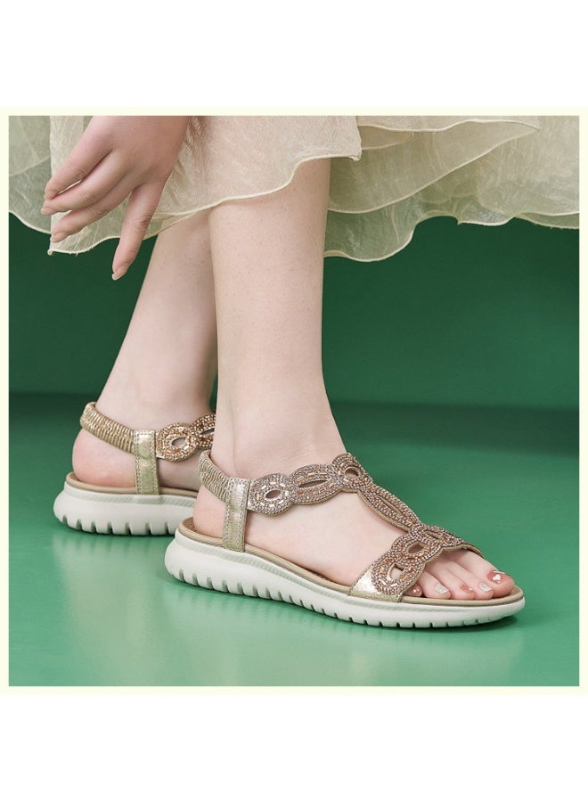 NIBEMINENT Plus Size 35-42 Shoes for Women Summer Elegant Women Platform Wedges Comfortable Rhinestone Sandalias Beach Shoes  - Image 4
