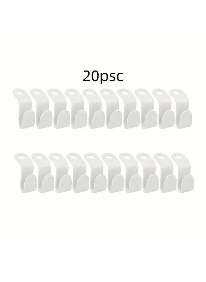 20 Piece White Space Saving Hangers With Mini Connecting Hooks Wall Mounted Wardrobe Storage - Image 1