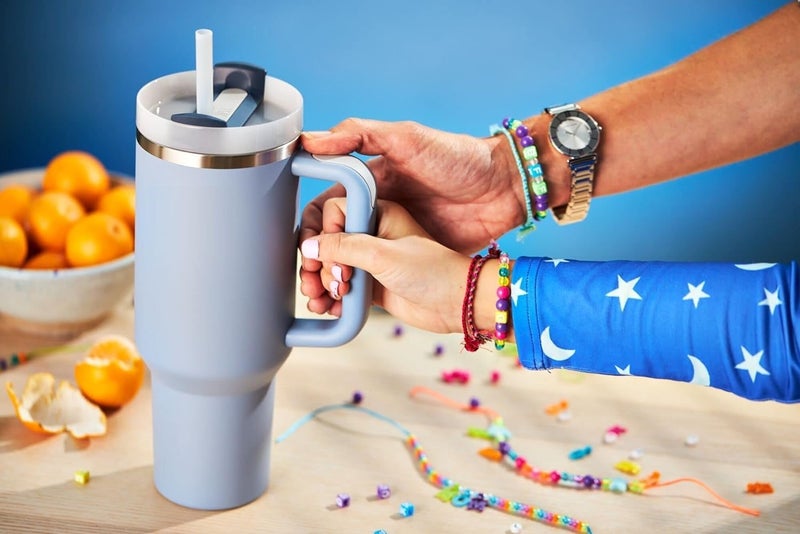 SHRUJA Tumbler with Handle and Straw Lid 40Oz Double Wall Stainless Steel Water Bottle Cup Reusable Travel Gym Yoga Mug Bpa Free Durable for Iced Tea Coffee 1200 Ml Blue - Image 5