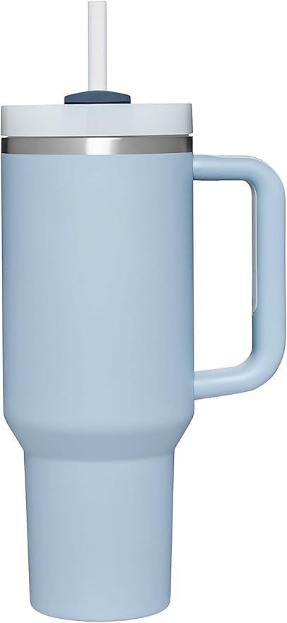 SHRUJA Tumbler with Handle and Straw Lid 40Oz Double Wall Stainless Steel Water Bottle Cup Reusable Travel Gym Yoga Mug Bpa Free Durable for Iced Tea Coffee 1200 Ml Blue - Image 1