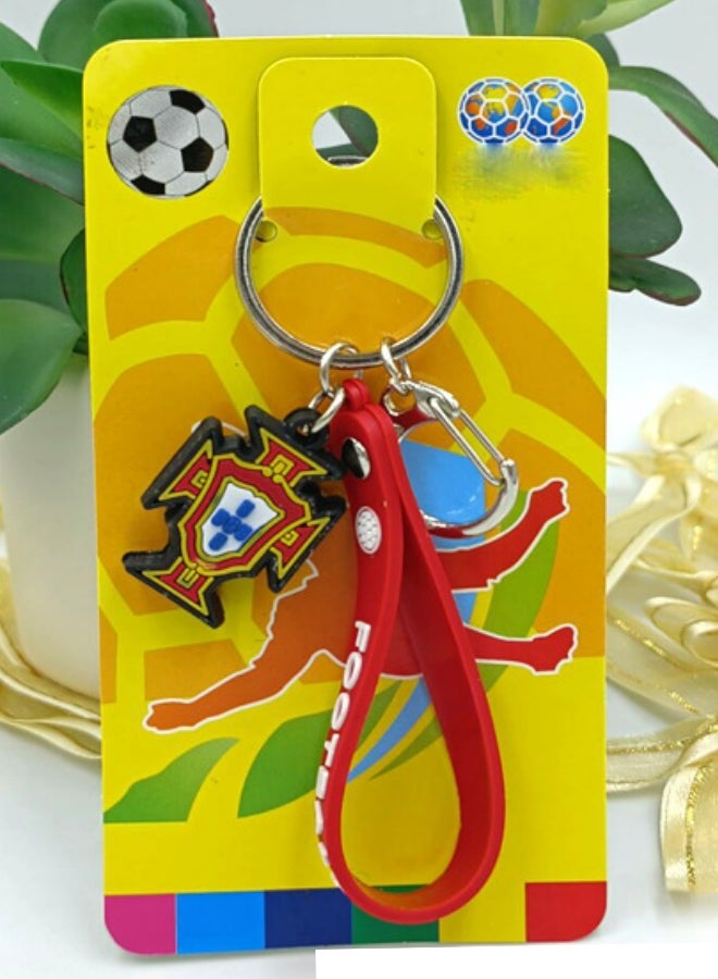 PVC Keychain Small Standard C Buckle Rope Ball logo footBall fan Keychain Portugal