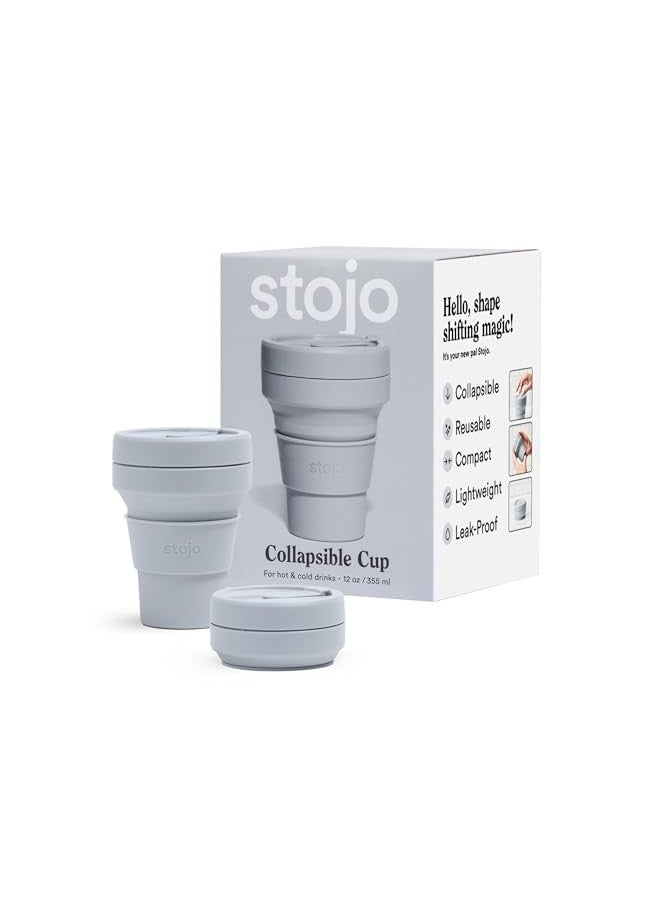 Stojo STOJO Collapsible Travel Cup - Oat, 12oz / 355ml - Reusable To-Go Pocket Size Silicone Cup for Hot and Cold Drinks - Perfect for Camping and Hiking - Microwave & Dishwasher Safe  - Image 1