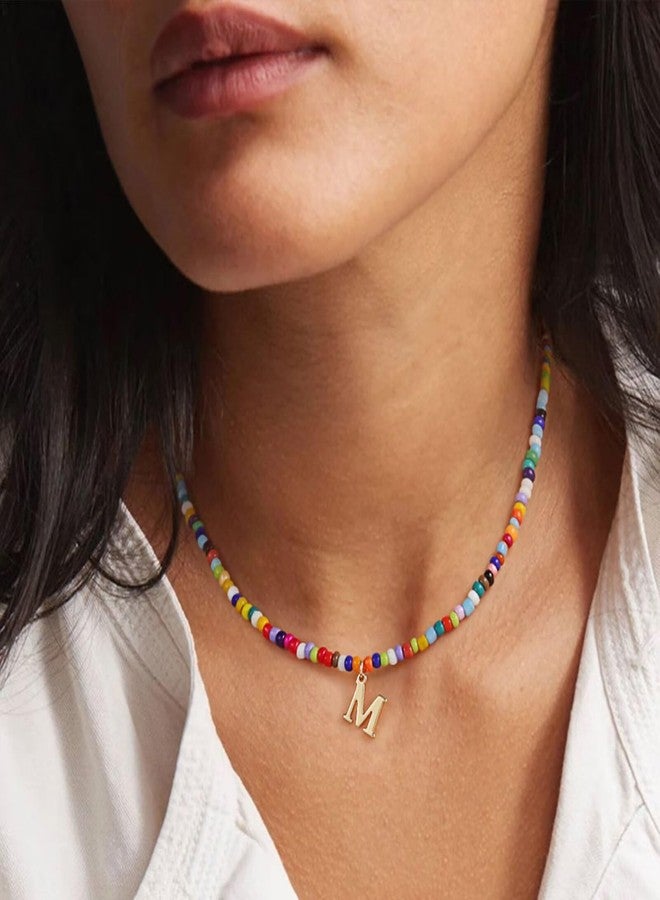 Yoosteel Colorful Beaded Initial Necklaces for Girls Kids Graduation Gifts - Cute Initial Necklaces for Teen Girl Women Trendy Letter Necklace Jewelry for Girls Birthday Graduation Gifts, 14 inches - Image 4