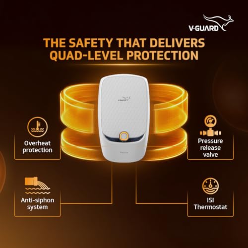 V-Guard Fericio Geyser 3 Litre Instant Water Heater | Elegant Color Changing LED Rings | 3000 W Powerful Heating | Suitable For Kitchen & Bathroom | 5 Year Inner Tank Warranty by V-Guard | White - Image 5