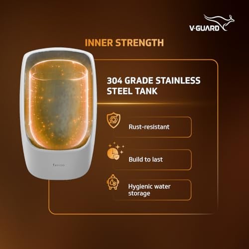 V-Guard Fericio Geyser 3 Litre Instant Water Heater | Elegant Color Changing LED Rings | 3000 W Powerful Heating | Suitable For Kitchen & Bathroom | 5 Year Inner Tank Warranty by V-Guard | White - Image 3