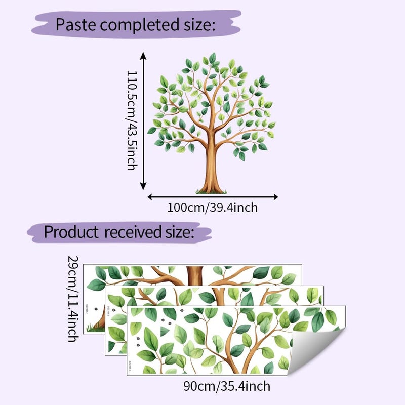 Mirabuy Large Green Tree Wall Decals, Watercolor Green Plant Tree Wall Stickers for Kids Bedroom Nursery Living Room Home Wall Decor, 39.4 x 43.5 inches - Image 2