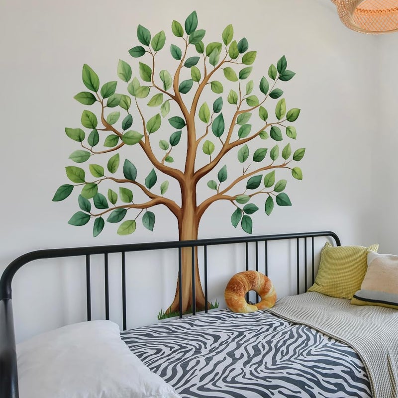 Mirabuy Large Green Tree Wall Decals, Watercolor Green Plant Tree Wall Stickers for Kids Bedroom Nursery Living Room Home Wall Decor, 39.4 x 43.5 inches - Image 4