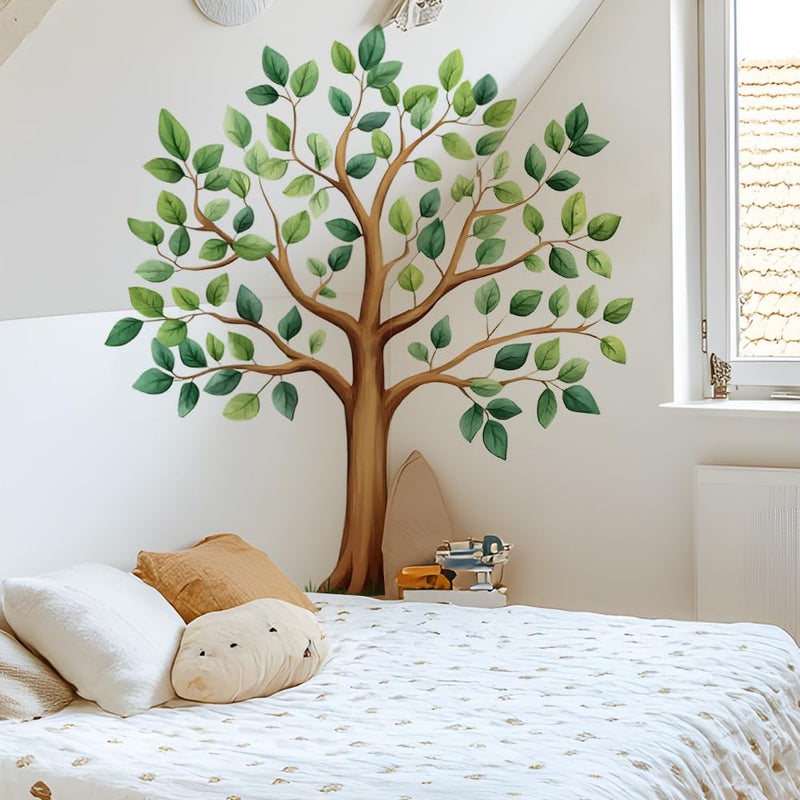 Mirabuy Large Green Tree Wall Decals, Watercolor Green Plant Tree Wall Stickers for Kids Bedroom Nursery Living Room Home Wall Decor, 39.4 x 43.5 inches - Image 3