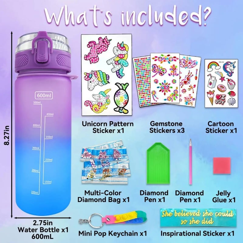 Mumfactory DIY Water Bottle for Girls Age 4-6-8-10, Unicorn Toys Girl, Painting Kits, Arts and Crafts Gifts Toys for Girls Birthday - Image 5