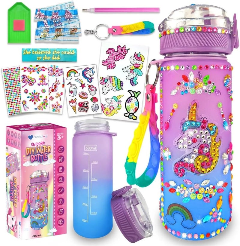 Mumfactory DIY Water Bottle for Girls Age 4-6-8-10, Unicorn Toys Girl, Painting Kits, Arts and Crafts Gifts Toys for Girls Birthday - Image 1