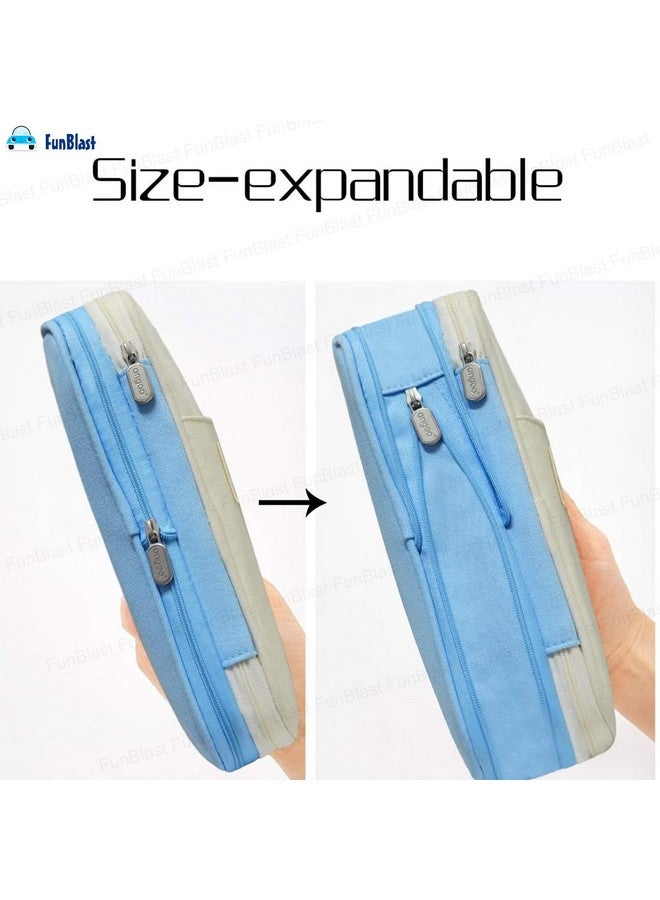 FunBlast Large Capacity Pencil Case, Multiple Compartment Double Zipper Portable Pencil Pouch, Aesthetic Pouch, Kawaii Pencil Case, Cute Pouches for Girls, Stationary Organizer Bag (Sky Blue) - Image 4