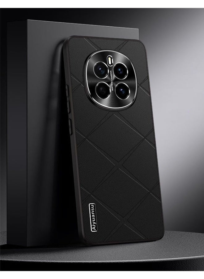 عام غطاء هاتف فاخر جدًا لهونور ماجيك 8 من جلد نباتي مع حماية عدسة معدنية، مقاوم للسقوط وبصمات الأصابع. - Image 1