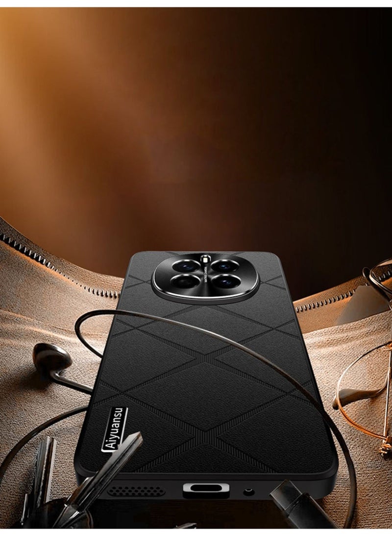 عام غطاء هاتف فاخر جدًا لهونور ماجيك 8 من جلد نباتي مع حماية عدسة معدنية، مقاوم للسقوط وبصمات الأصابع. - Image 3