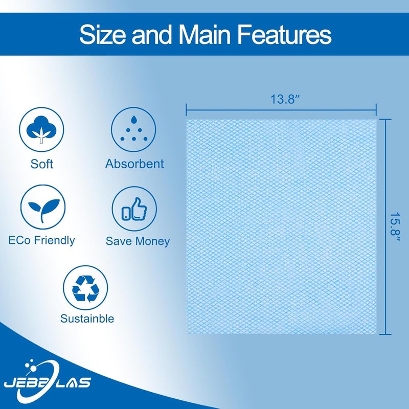 Jebblas Disposable Cleaning Towels and Dish Cloths, Reusable Towels,Handy Cleaning Wipes, 50 Count/Pack,Blue - Image 3