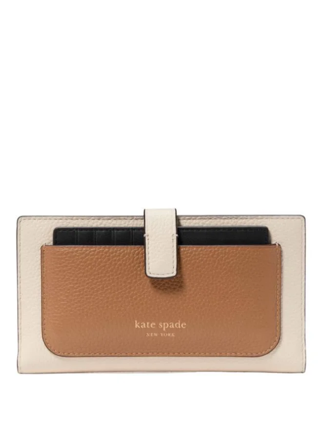 كيت سبيد Ava Colorblocked Pebbled Leather 2 In 1 Bifold Wallet