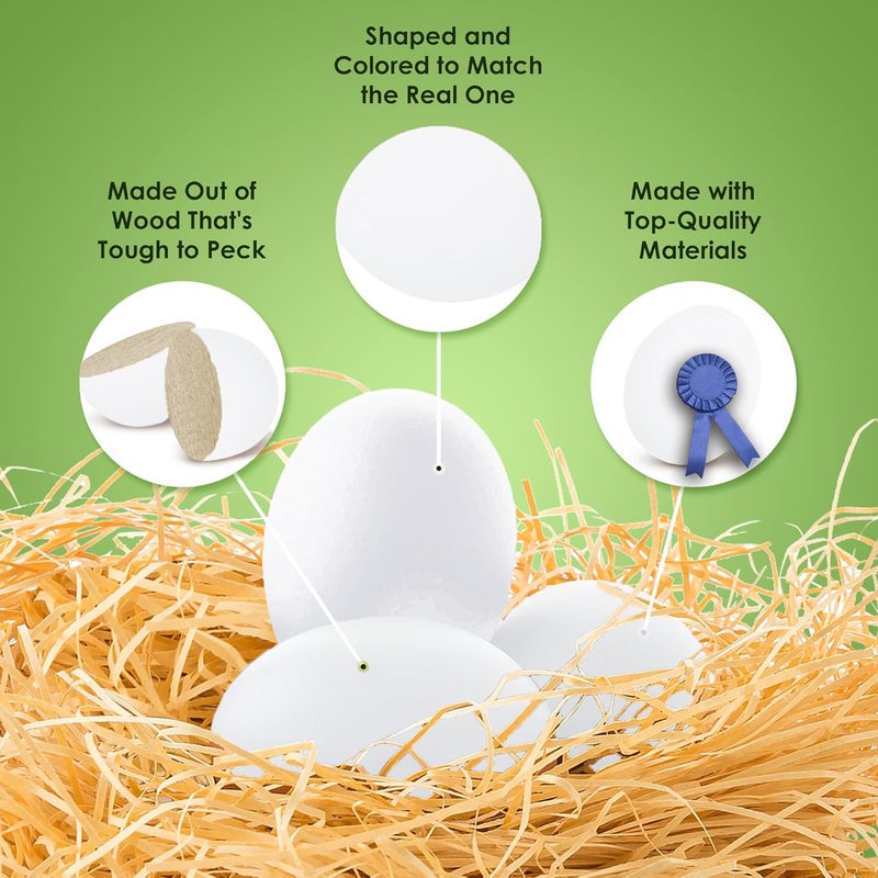 SunGrow Fake Wooden Eggs to Train Birds from Laying in The Nesting Boxes & to Stop from Eating Own Eggs, White Color, 5 Pack Suitable for Chicken and Duck - Image 4
